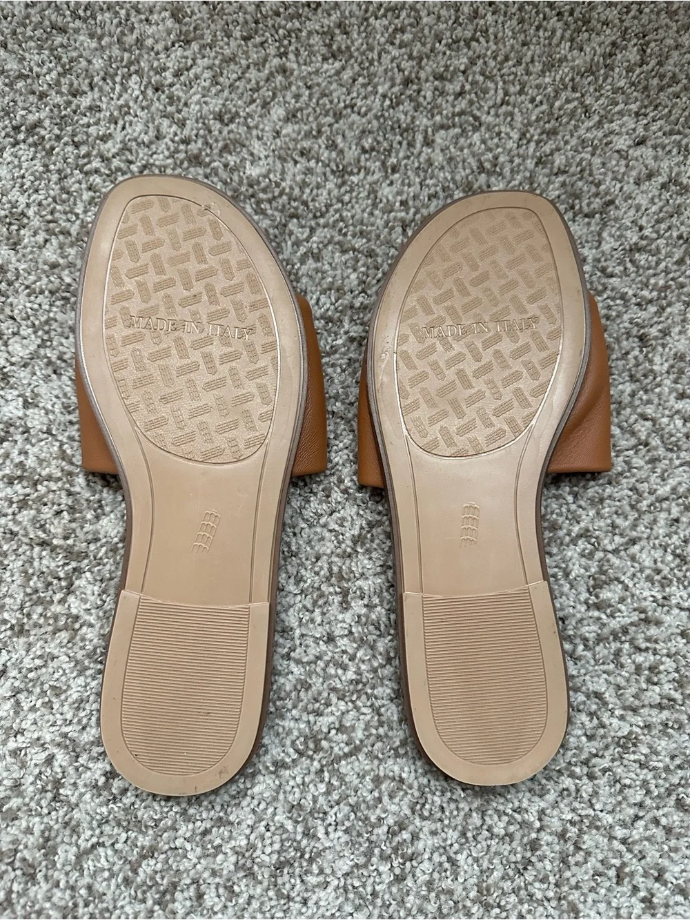 Italian Shoemakers Cognac Brown Padded Slide Sandals